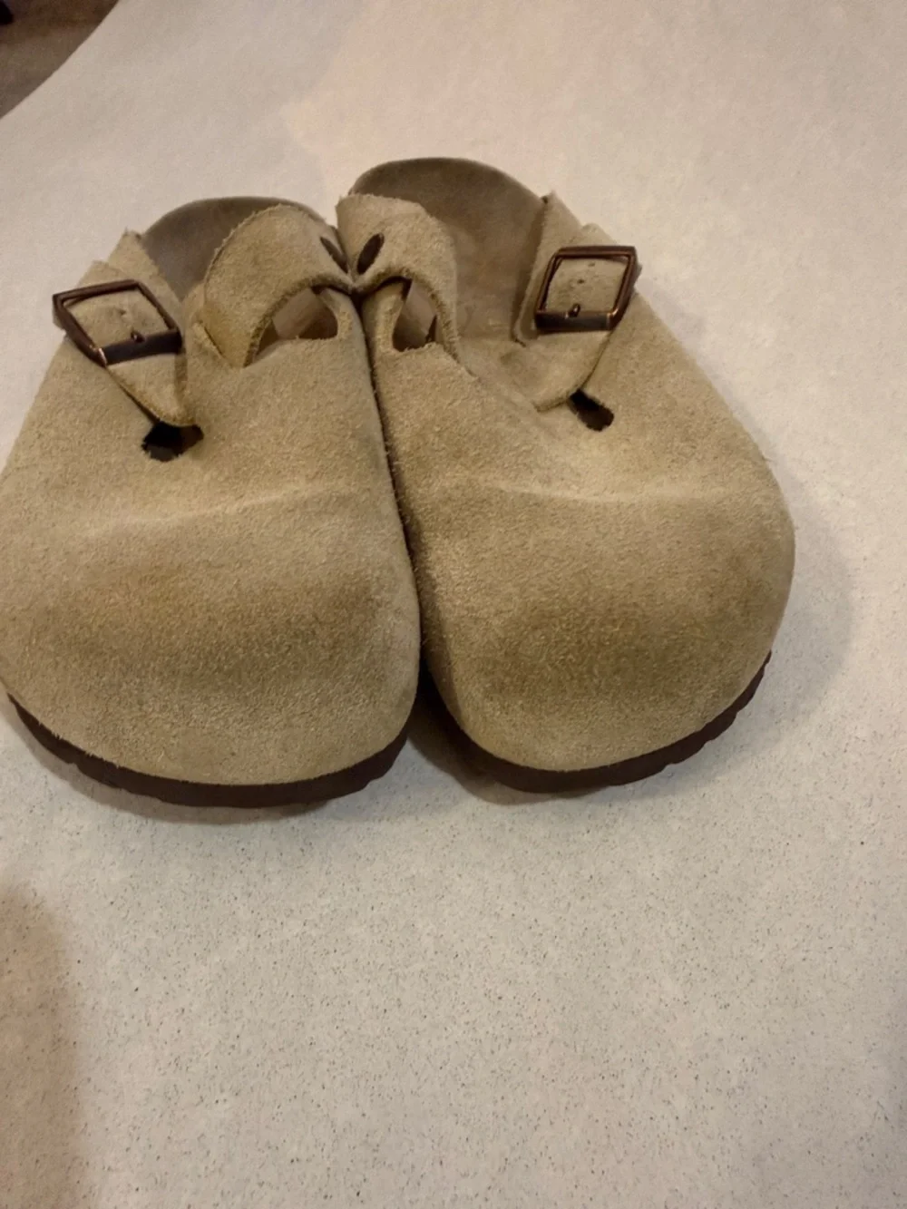 Birkenstocks Tan Suede Slip-On Clog Mules. - Picture 3 of 5